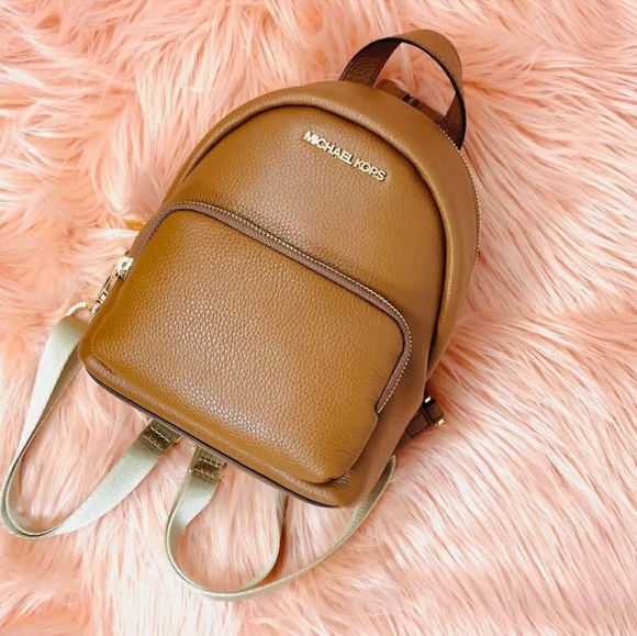 Michael Kors MK Designer Erin Leather Backpack Light Brown - Picture 1 of 10